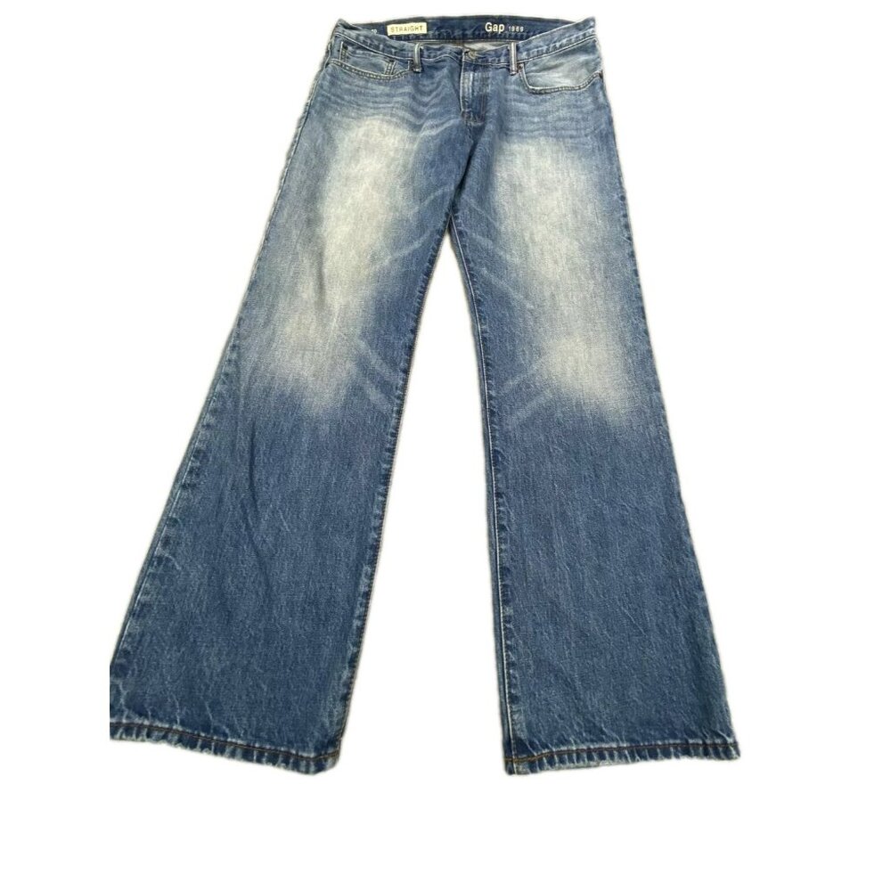 Gap 1969 Jeans Mens 36x30 Blue Denim Medium Wash 5-Pockets Straight Leg Zip Fly